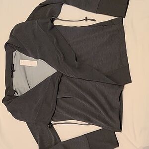 White House Black Market Heather Asphalt Grey Drape Front Jacket Small Soft NWT